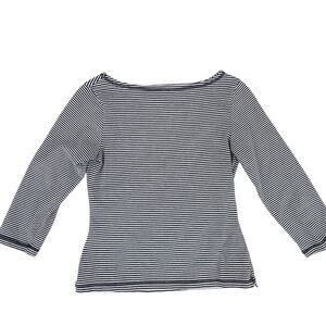 Express Striped Shirt Medium Black White 3/4 Sleeves Casual Top Nautical Coastal